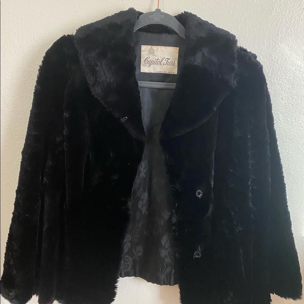 40s Capitol Furs Black Mink Fur Coat Vintage Pinup